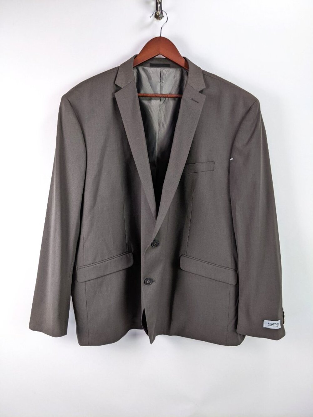 Kenneth Cole Reaction Mens Taupe Gray Two-Button Suit Blazer Sport Coat Size 58R